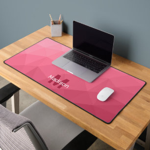 Roze magenta geometrisch meshpatroon monogram bureaumat