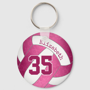 roze magenta gepersonaliseerd giraal volleybal sleutelhanger