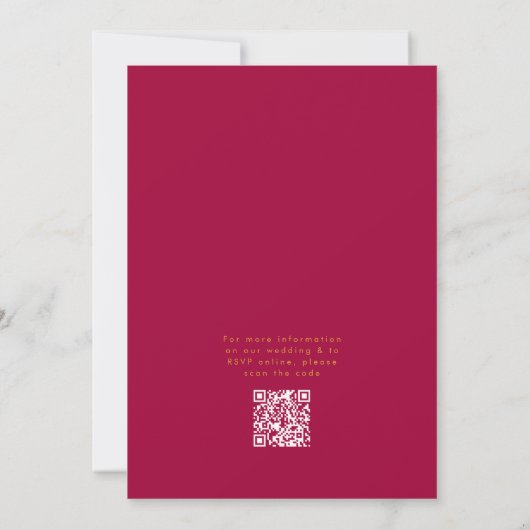 Roze Magenta Goud Moderne Typografie RSVP Huwelijk Kaart (Achterkant)
