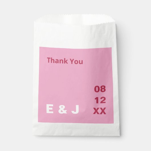 Roze Magenta moderne bruiloft gunstzakken Bedankzakje (Voorkant)
