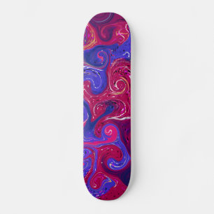 Roze, magenta, Paarse gedraaide marmer-fluïde kuns Skateboard