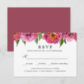 Roze Magenta Pioenen Trouwen RSVP MAALTIJD KEUZE (Voorkant / Achterkant)