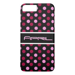 Roze magenta stippenpatroon  	iPhone 8 plus / 7 plus hoesje