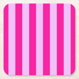 Roze & Magenta Streeppatroon Vierkante Kartonnen Onderzetter