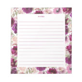 Roze Magenta Waterverf Bloemen Notitieblok (Voorkant)