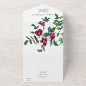  roze magenta waterverf rozen all in one uitnodiging (Buitenkant)