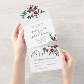  roze magenta waterverf rozen all in one uitnodiging (Afscheurbaar)