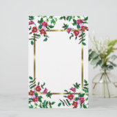 roze magenta waterverf rozen briefpapier (Staand voorkant)