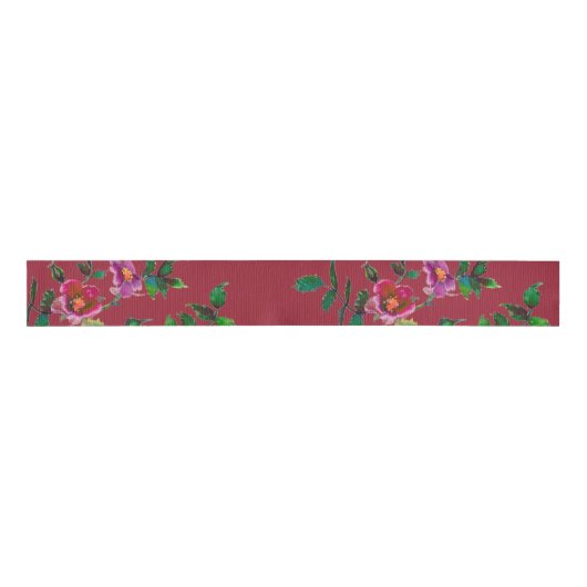  roze magenta waterverf rozen grosgrain lint (Voorkant)