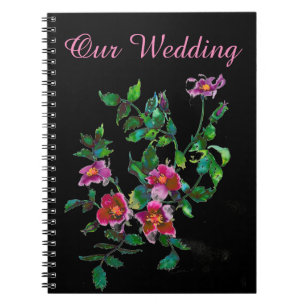 roze magenta waterverf rozen notitieboek