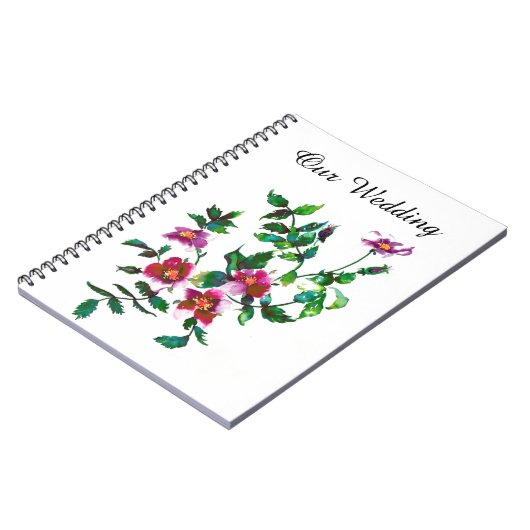  roze magenta waterverf rozen notitieboek (Linkerzijde)