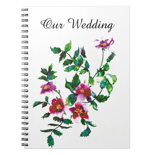 roze magenta waterverf rozen notitieboek (Voorkant)