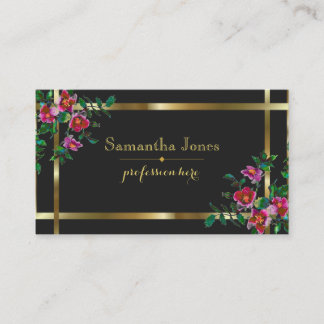 roze magenta waterverf rozen visitekaartje