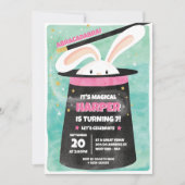 Roze Magic Birthday Party Kaart (Voorkant)