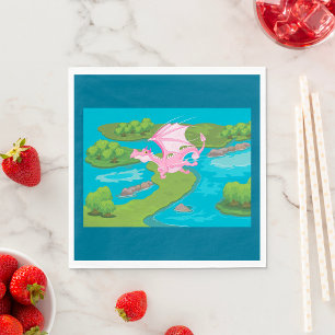 Roze Magic Dragon Fantasy Napkins Servet