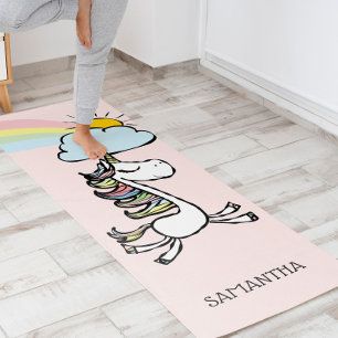 Roze Magical Yoga Unicorn Illustratie Yogamat