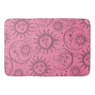 Roze Magie Vintage Hemels Zon Maan Sterren Badmat