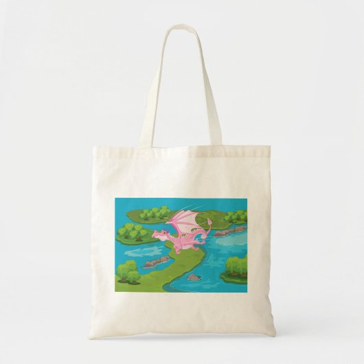 Roze Magische Dragon Fantasy Canvas tas (Voorkant)