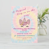 Roze Magische eenhoorn stropdas kleurstof goud gli Kaart (Staand voorkant)