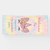 Roze Magische eenhoorn stropdas kleurstof goud gli Spandoek (Horizontaal)