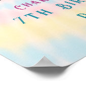 Roze Magische eenhoorn tie-dye verjaardags welkoms Poster (Hoek)