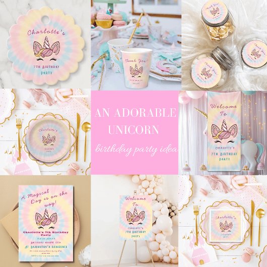 Roze Magische eenhoorn tie-dye verjaardags welkoms Poster