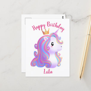 Roze Magische Unicorn Birthday Briefkaart