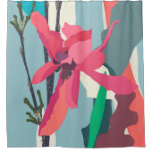 Roze Magnolia Abstracte Floral Colour Blocks Home Douchegordijn (Voorkant)