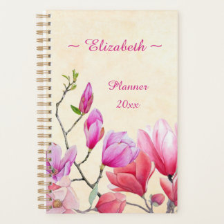 Roze Magnolia Aquarel Aanpassen/Persoonlijk maken Planner