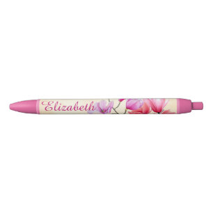 Roze Magnolia Aquarel Gepersonaliseerde Pen