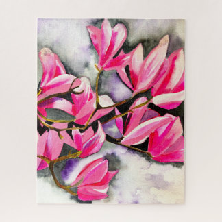 Roze Magnolia aquarel kunst Legpuzzel