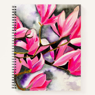 Roze Magnolia aquarel kunst Notitieboek