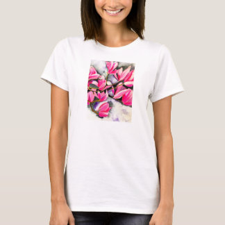 Roze Magnolia aquarel kunst T-shirt