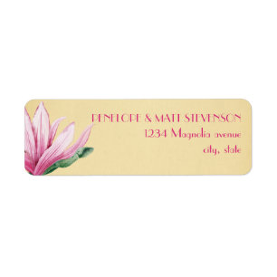 Roze Magnolia Bloem papier Monogram Etiket