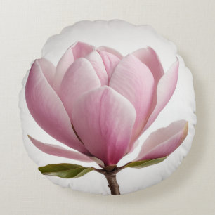Roze magnolia bloem witte achtergrond Sierkussen Rond Kussen