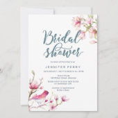 Roze Magnolia Bloemen Bruidsdouche Uitnodiging (Voorkant)