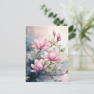 Roze Magnolia Bloesem Botanisch Briefkaart