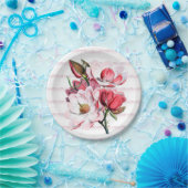 Roze Magnolia Blooms Paper Bord 7" (Feest)