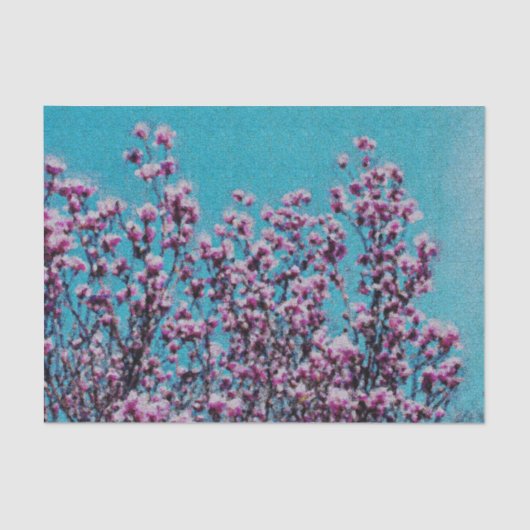 Roze Magnolia Blossom Blue Sky Decoupage Tissuepapier (Voorkant)