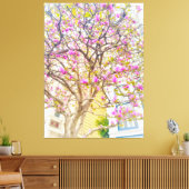 Roze Magnolia Blossom Canvas Afdruk (Insitu (Woonkamer))