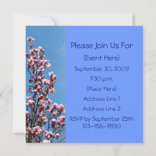 Roze Magnolia Blossom Square Floral Invitation Kaart