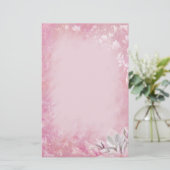 Roze Magnolia Briefpapier (Staand voorkant)