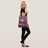Roze Magnolia Canvas tas (Op model)