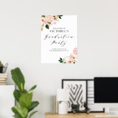 Roze Magnolia en Hydrangea Afstuderen Welkom Poster (Thuiskantoor)
