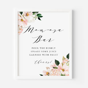 Roze Magnolia en Hydrangea Baby shower Momosa Bar Poster