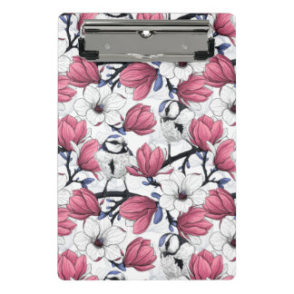Roze magnolia en pimpelmezen mini klembord