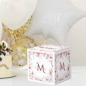 Roze magnolia florals wit dank je monogram bedankdoosjes