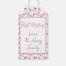 Roze magnolia flower gift label, personaliseren