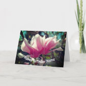 Roze Magnolia Flower Personalized Birthday Kaart (Voorkant)