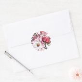 Roze Magnolia Flowers Ronde Sticker (Envelop)